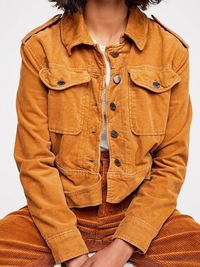 Free People Everlyn Jacket Corduroy Utility Jacket in Camel